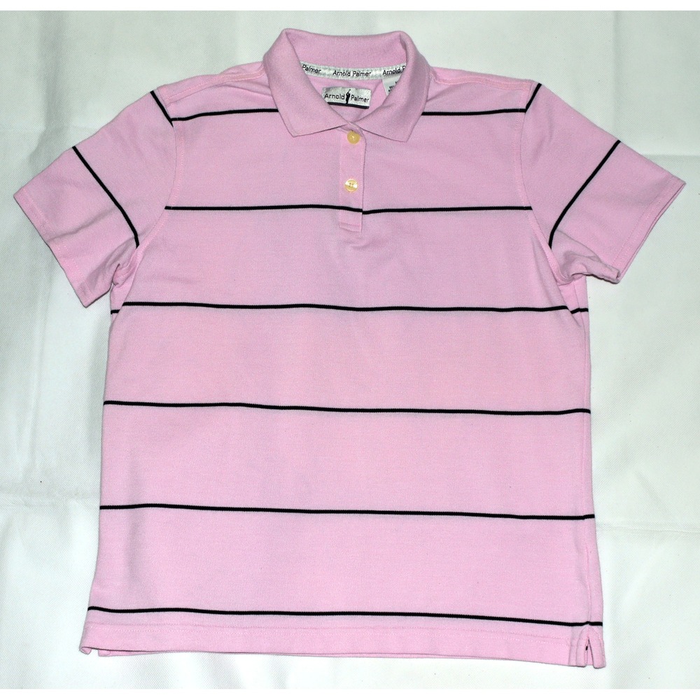 Arnold Palmer Men's Short Sleeve 100% Cotton Polo Striped Shirt Size Medium